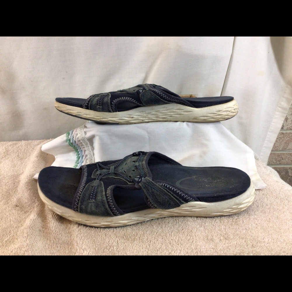 Woman’s Sz 11 EARTH SPIRIT Gelron Cushion Blue Slip On Sandals pre-owned
